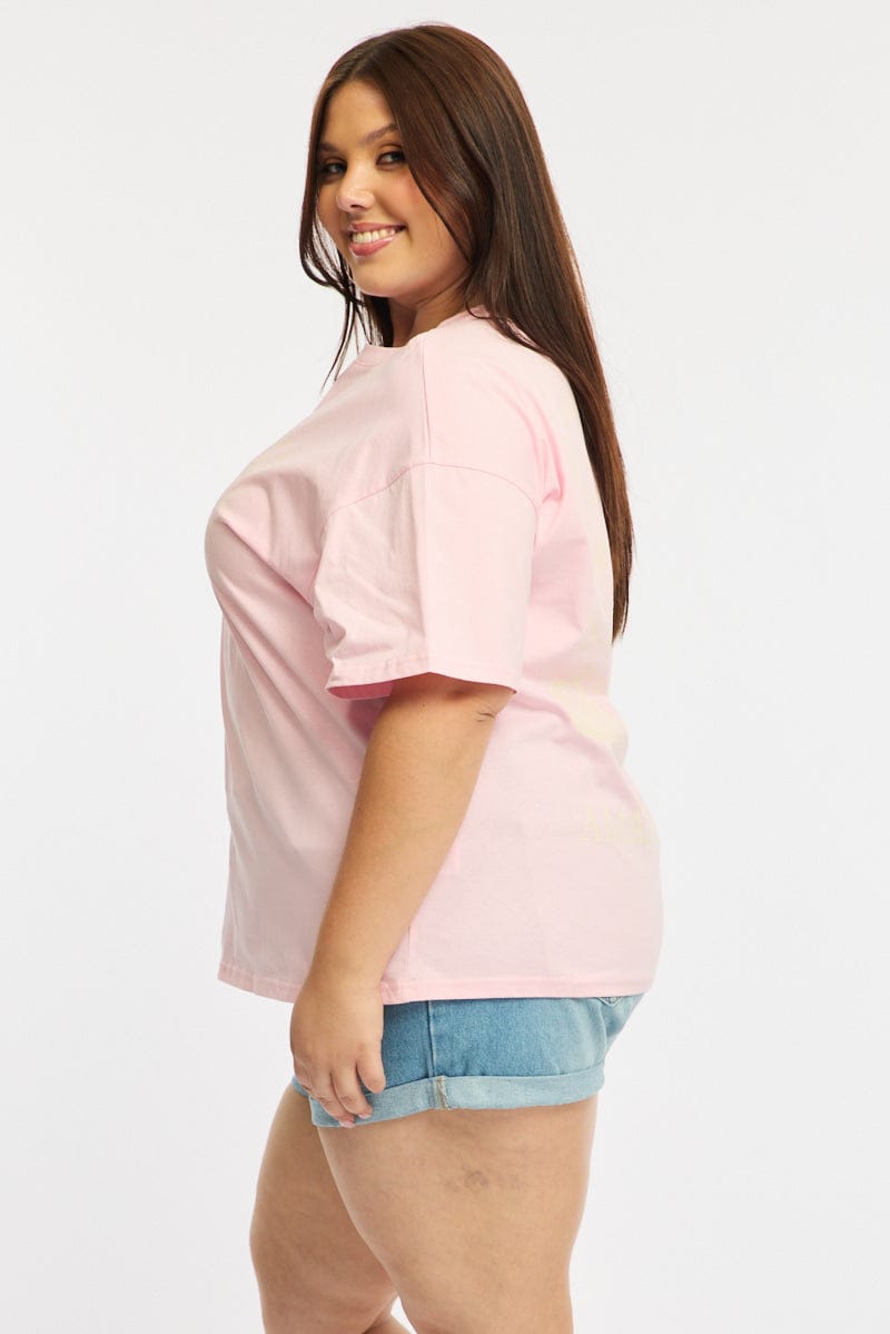 Pink Graphic Tee Short Sleeve for YouandAll Fashion