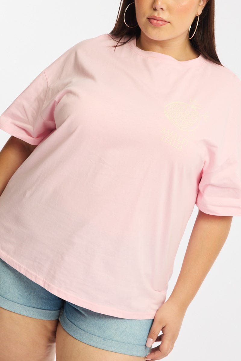 Pink Graphic Tee Short Sleeve for YouandAll Fashion