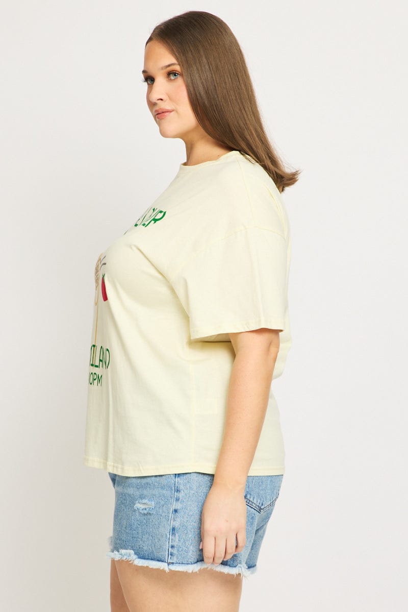 Yellow Pasta Graphic Tee Short Sleeve for YouandAll Fashion