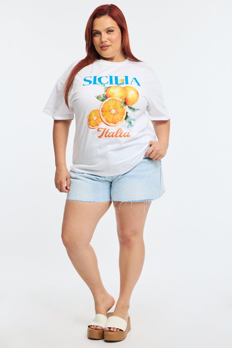 White Graphic Tee Short Sleeve Sicilia for YouandAll Fashion