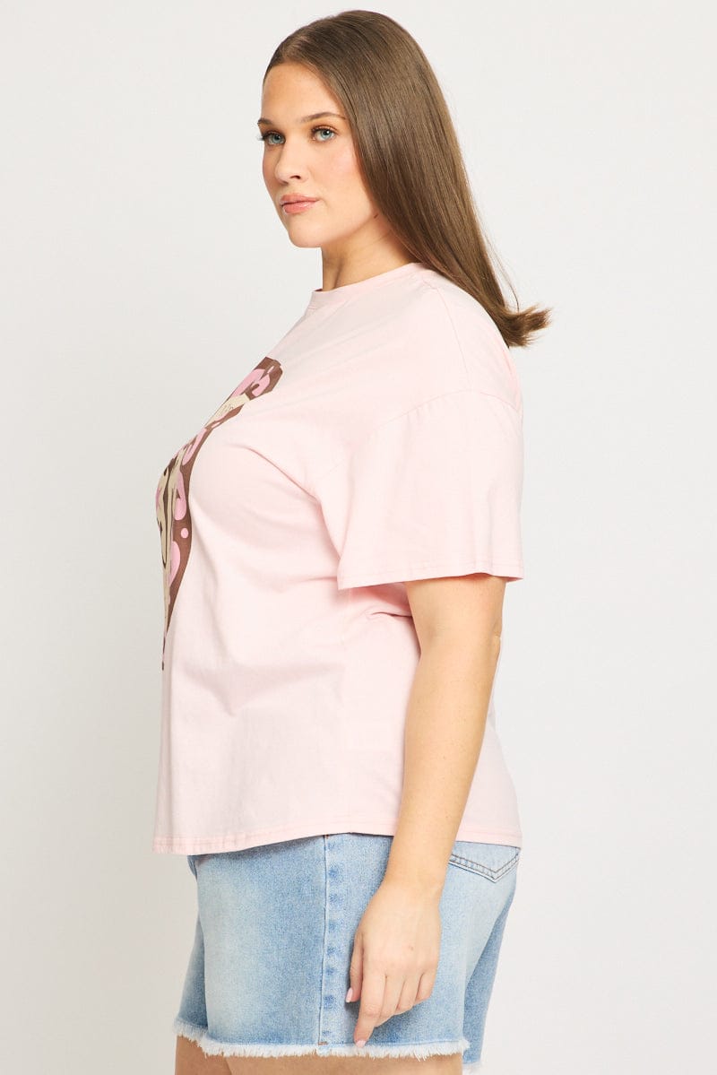 Pink Graphic Tee Short Sleeve Soleil for YouandAll Fashion