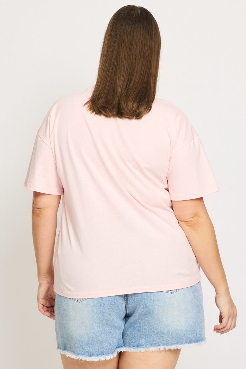 Pink Graphic Tee Short Sleeve Soleil for YouandAll Fashion