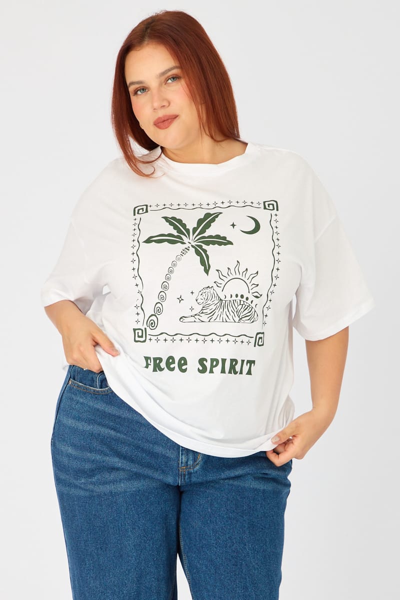 White T-shirt Short Sleeve Graphic for YouandAll Fashion