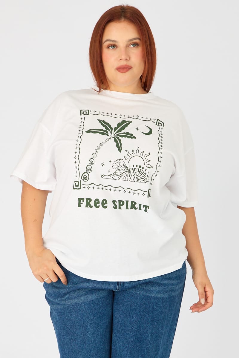 White T-shirt Short Sleeve Graphic for YouandAll Fashion