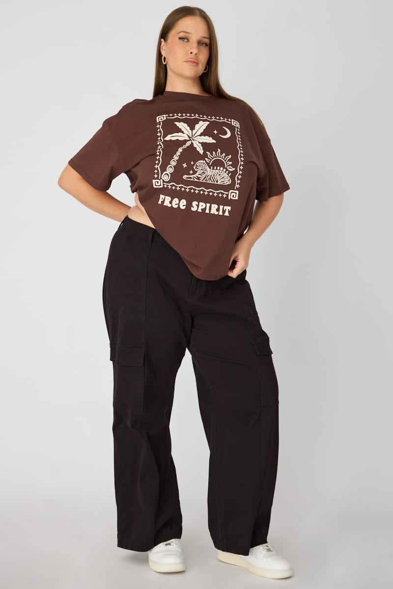 Brown T-shirt Short Sleeve Graphic for YouandAll Fashion
