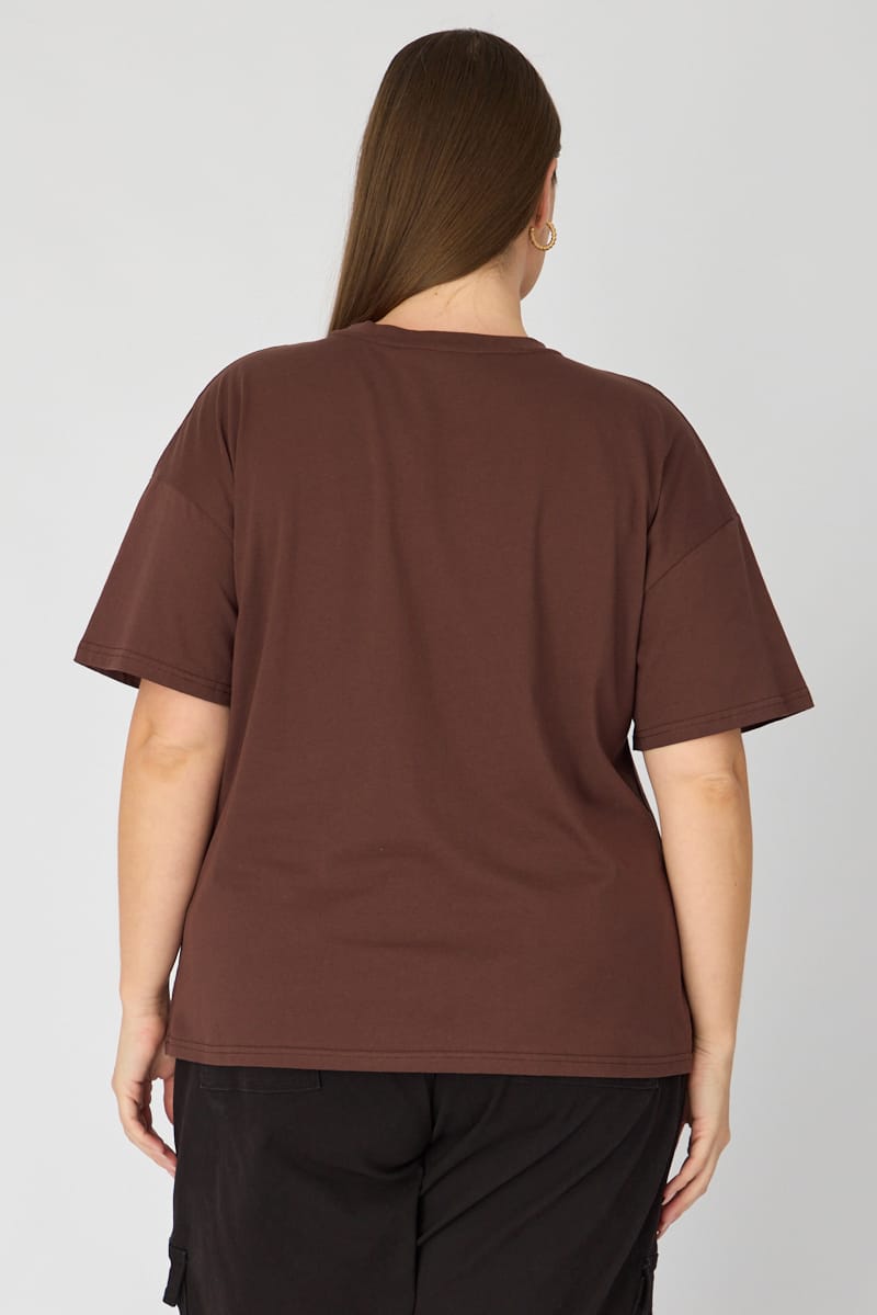 Brown T-shirt Short Sleeve Graphic for YouandAll Fashion