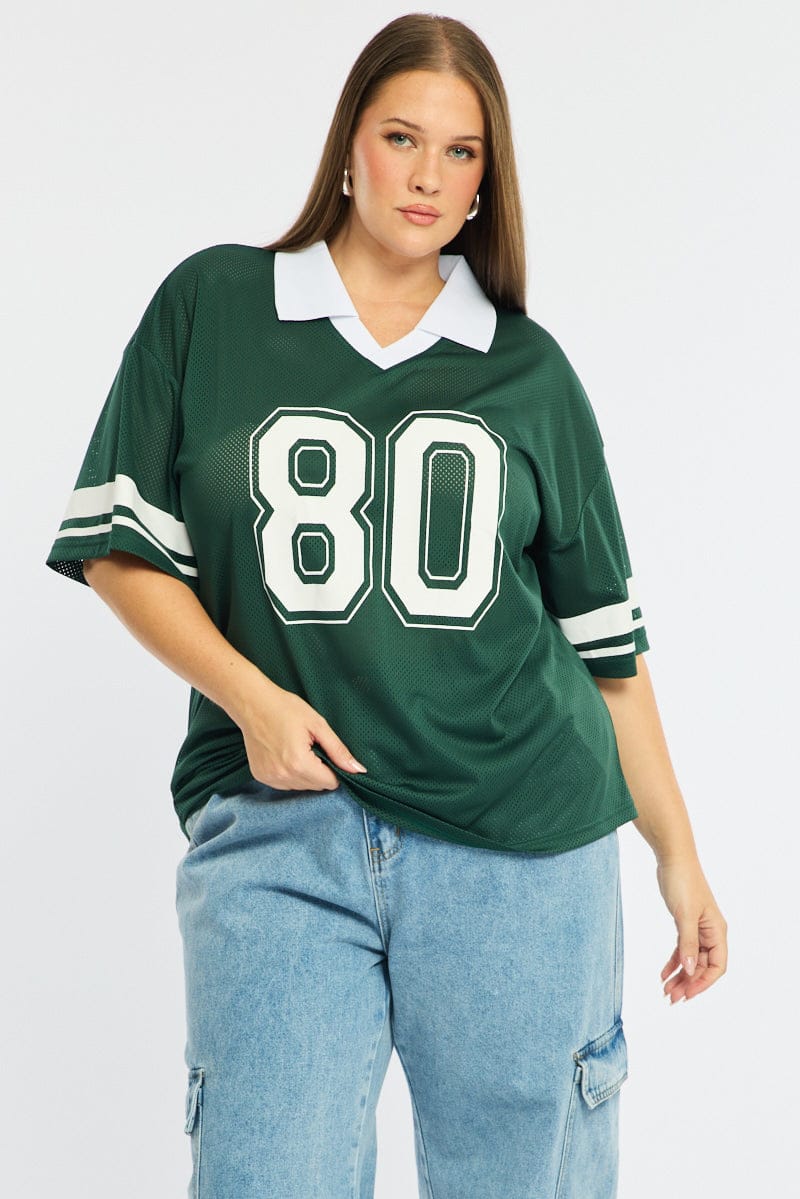 Green Sport Tee Collar Short Sleeve for YouandAll Fashion