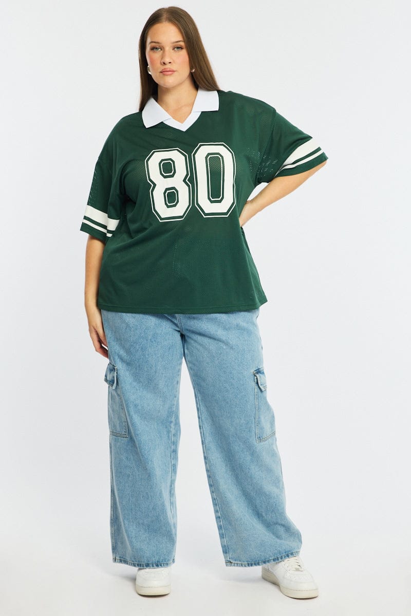Green Sport Tee Collar Short Sleeve for YouandAll Fashion