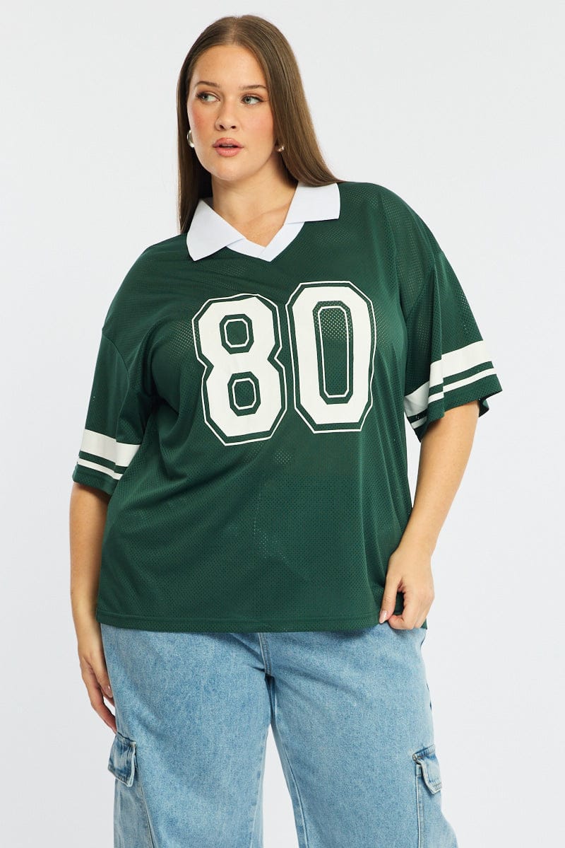 Green Sport Tee Collar Short Sleeve for YouandAll Fashion