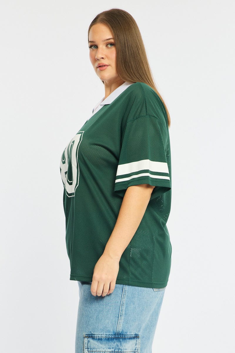 Green Sport Tee Collar Short Sleeve for YouandAll Fashion