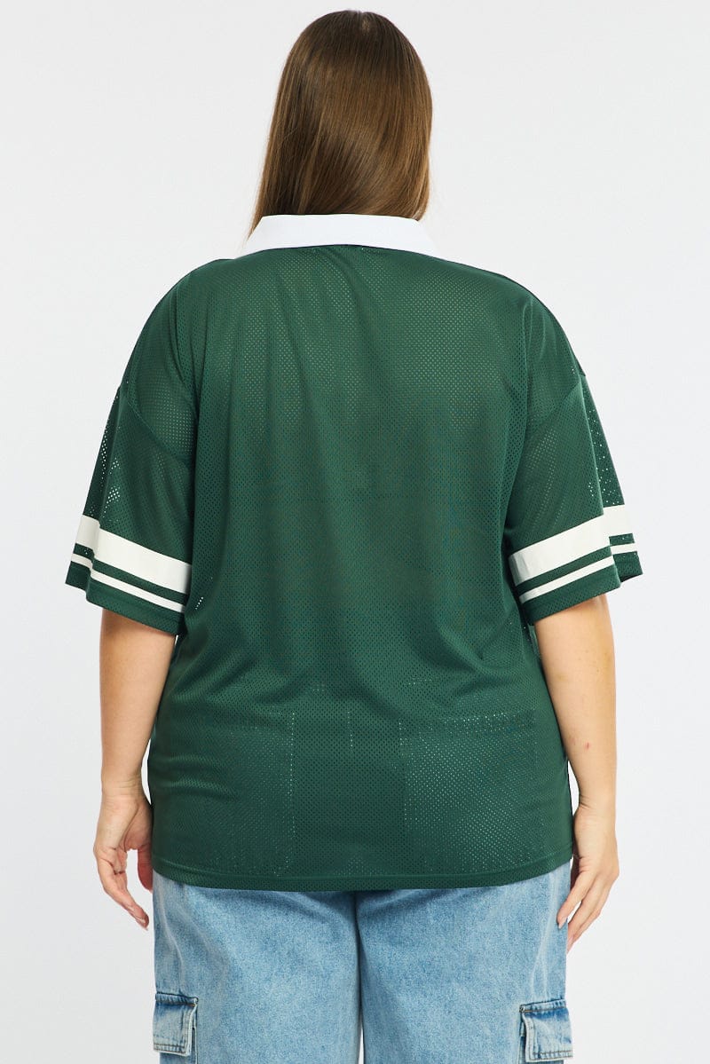 Green Sport Tee Collar Short Sleeve for YouandAll Fashion