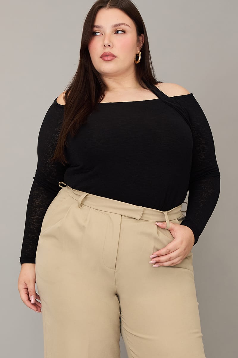 Black Halter Top Long Sleeve for YouandAll Fashion
