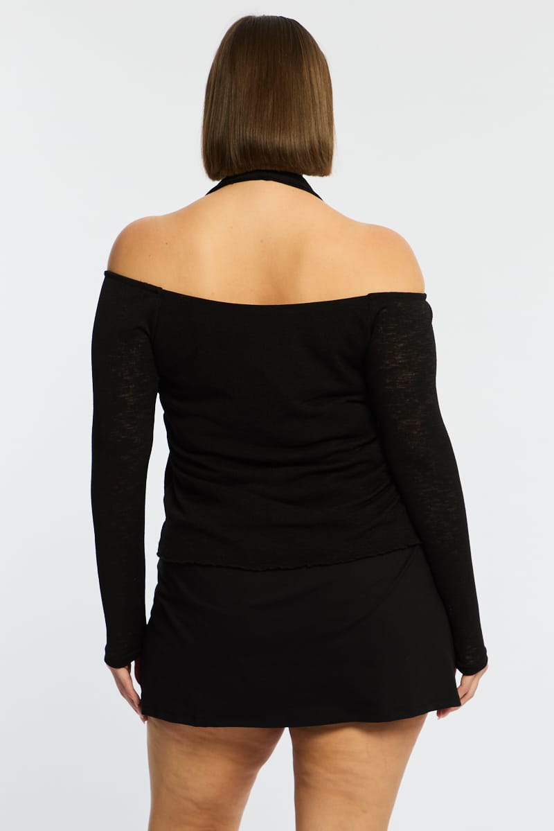 Black Halter Top Long Sleeve for YouandAll Fashion