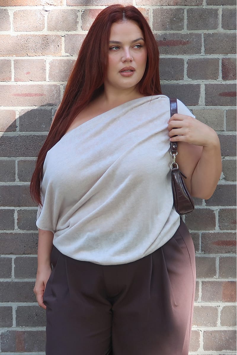 Beige Off Shoulder Top Sleeveless for YouandAll Fashion