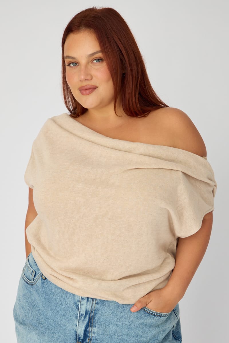 Beige Off Shoulder Top Sleeveless for YouandAll Fashion