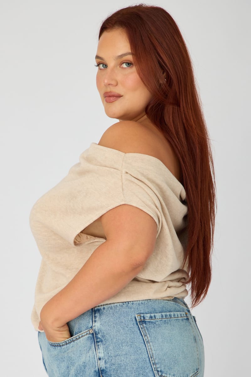 Beige Off Shoulder Top Sleeveless for YouandAll Fashion