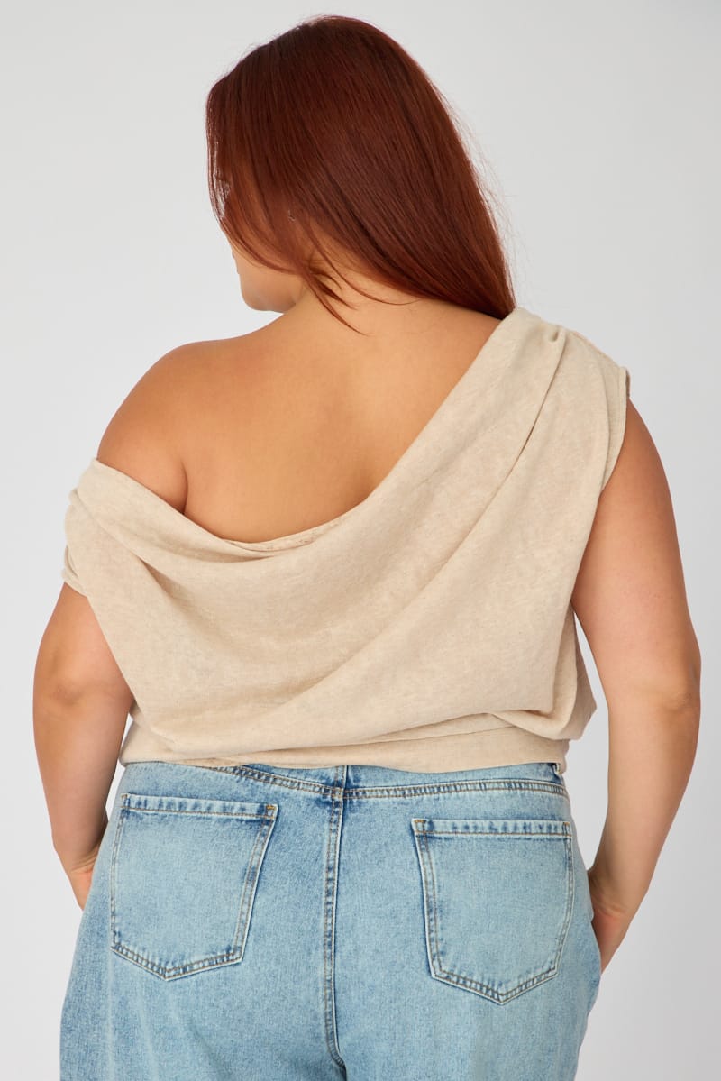 Beige Off Shoulder Top Sleeveless for YouandAll Fashion