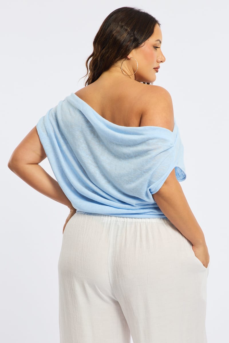 Blue Off Shoulder Top Sleeveless for YouandAll Fashion