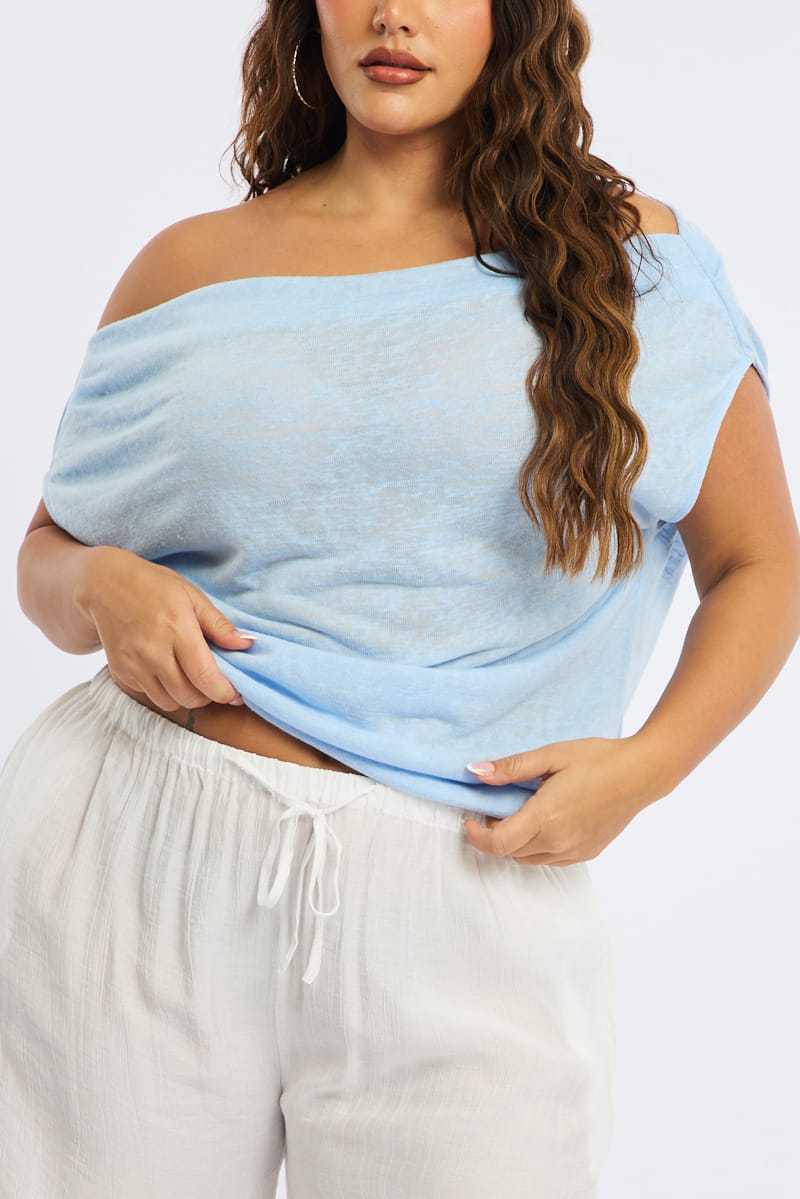 Blue Off Shoulder Top Sleeveless for YouandAll Fashion