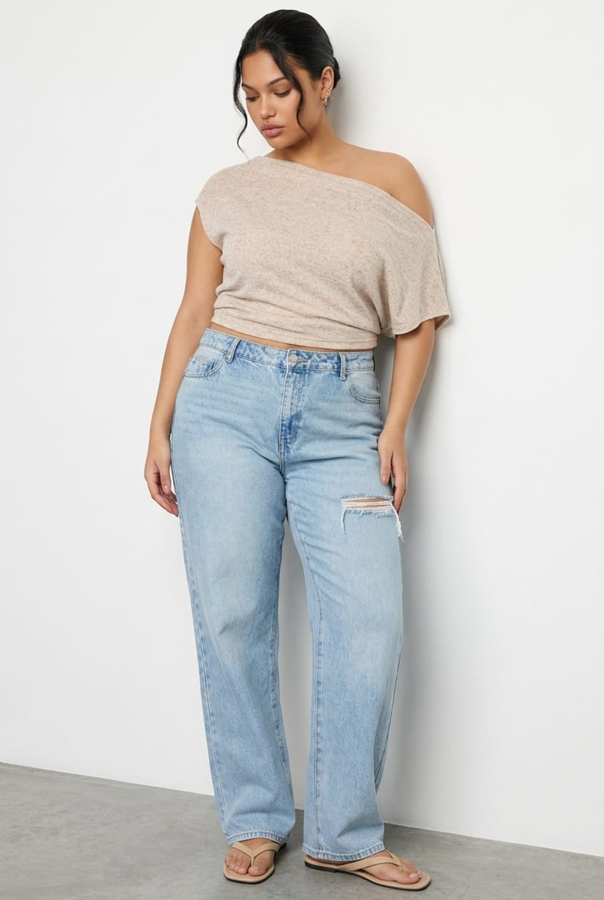 Beige Off Shoulder Top for YouandAll Fashion