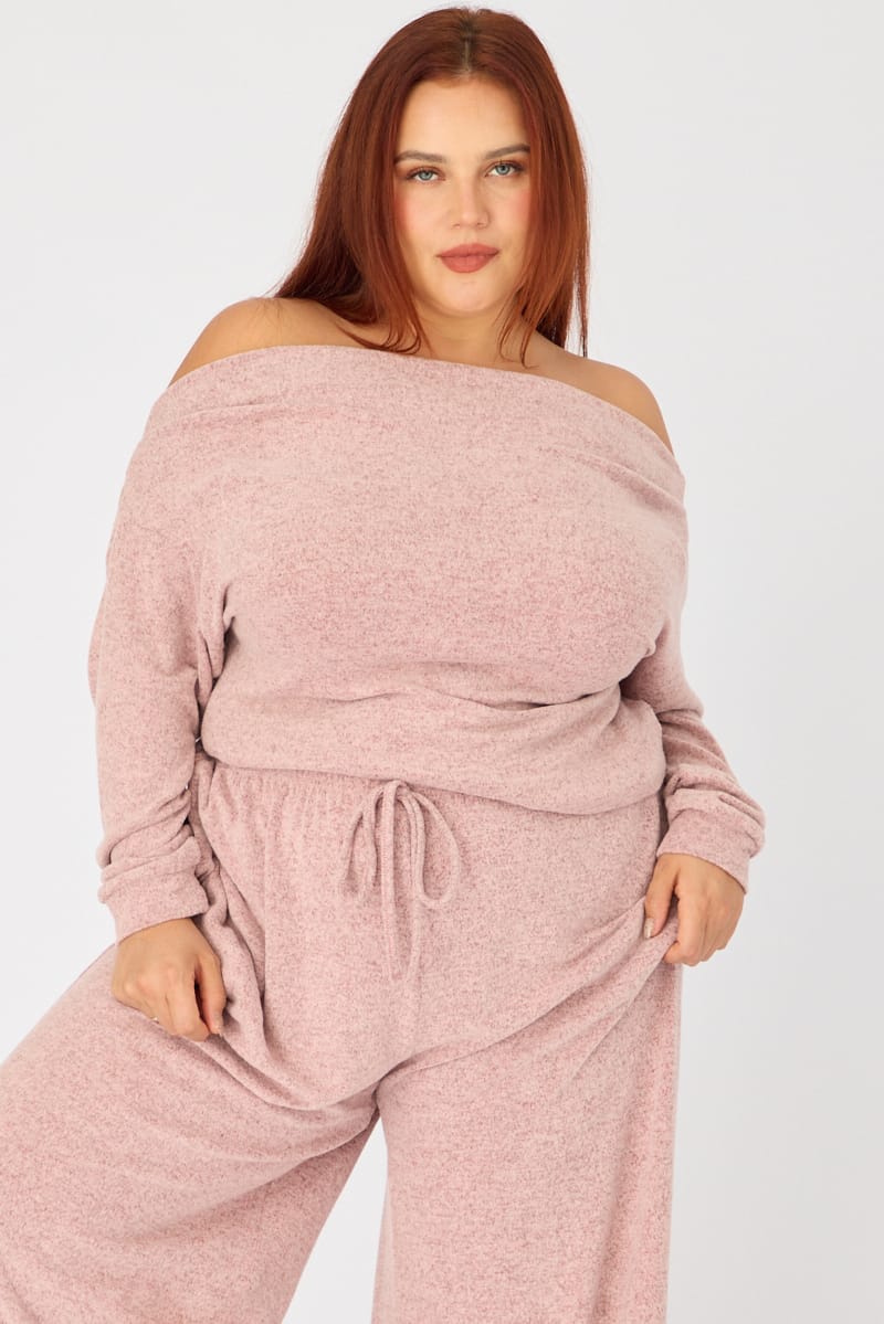 Pink Off Shoulder Top Long Sleeve for YouandAll Fashion