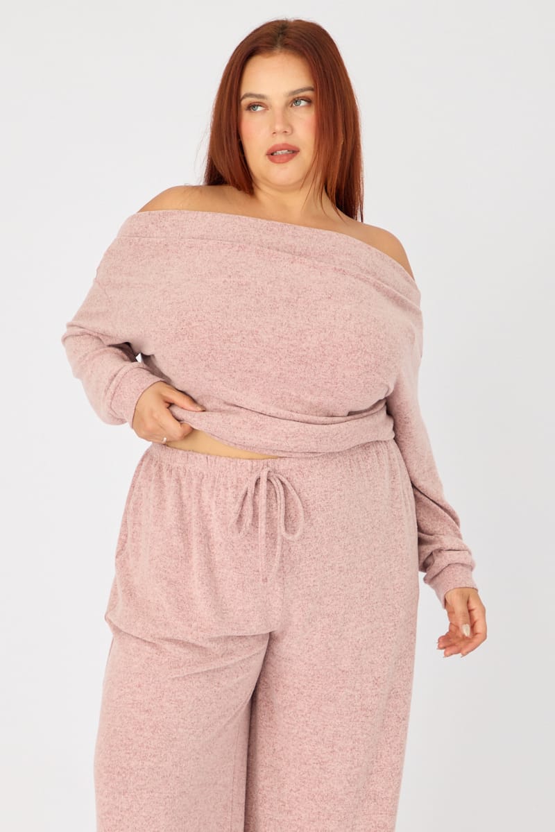 Pink Off Shoulder Top Long Sleeve for YouandAll Fashion