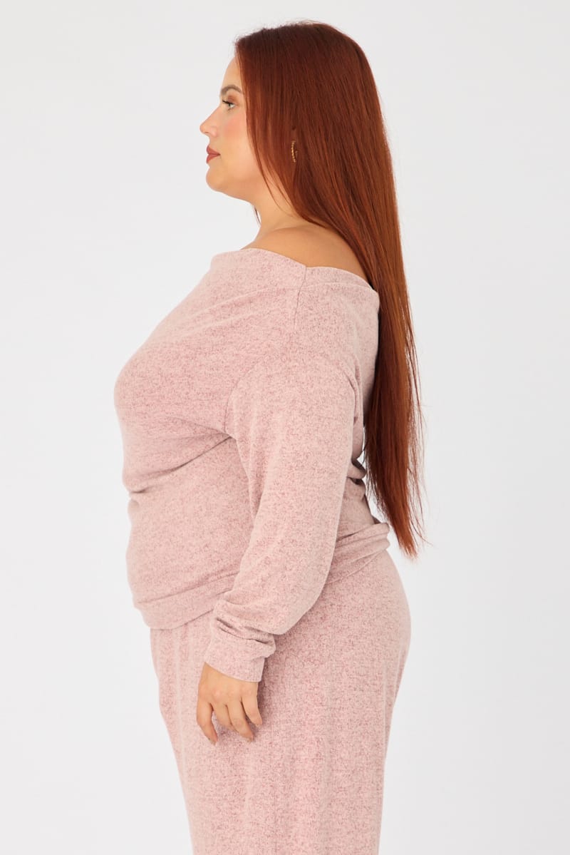 Pink Off Shoulder Top Long Sleeve for YouandAll Fashion