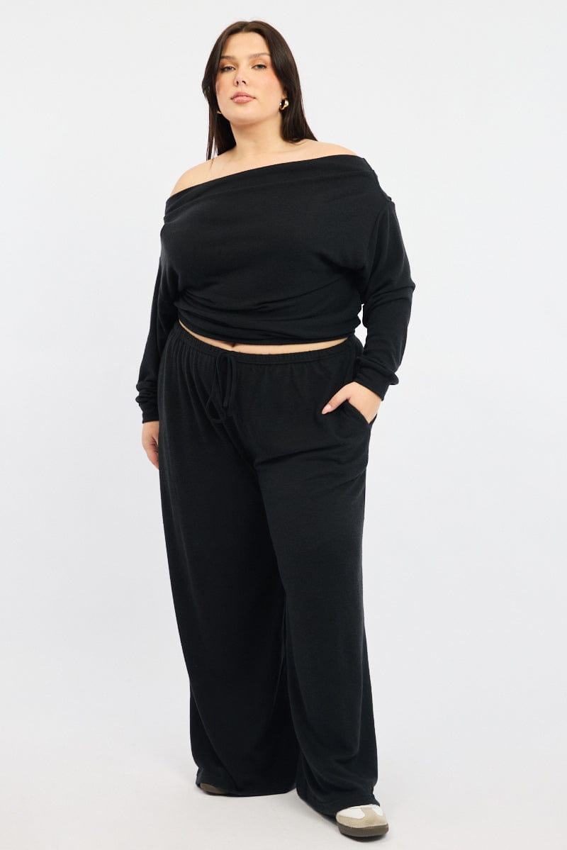 Black Off Shoulder Top Long Sleeve for YouandAll Fashion
