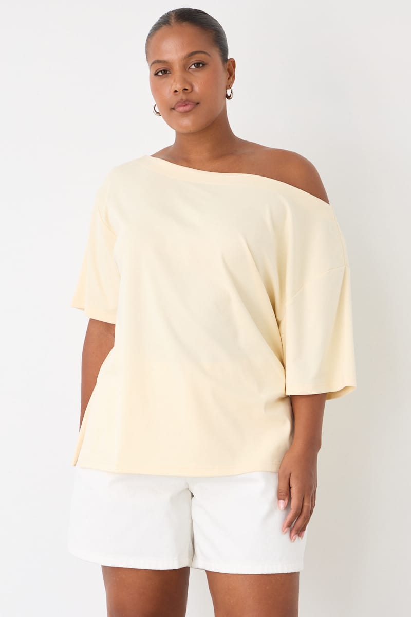 Yellow Off Shoulder T-shirt Short Sleeve for YouandAll Fashion