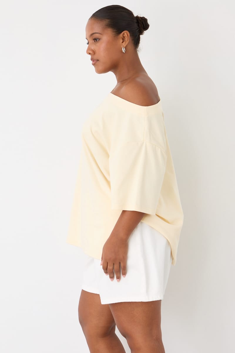 Yellow Off Shoulder T-shirt Short Sleeve for YouandAll Fashion