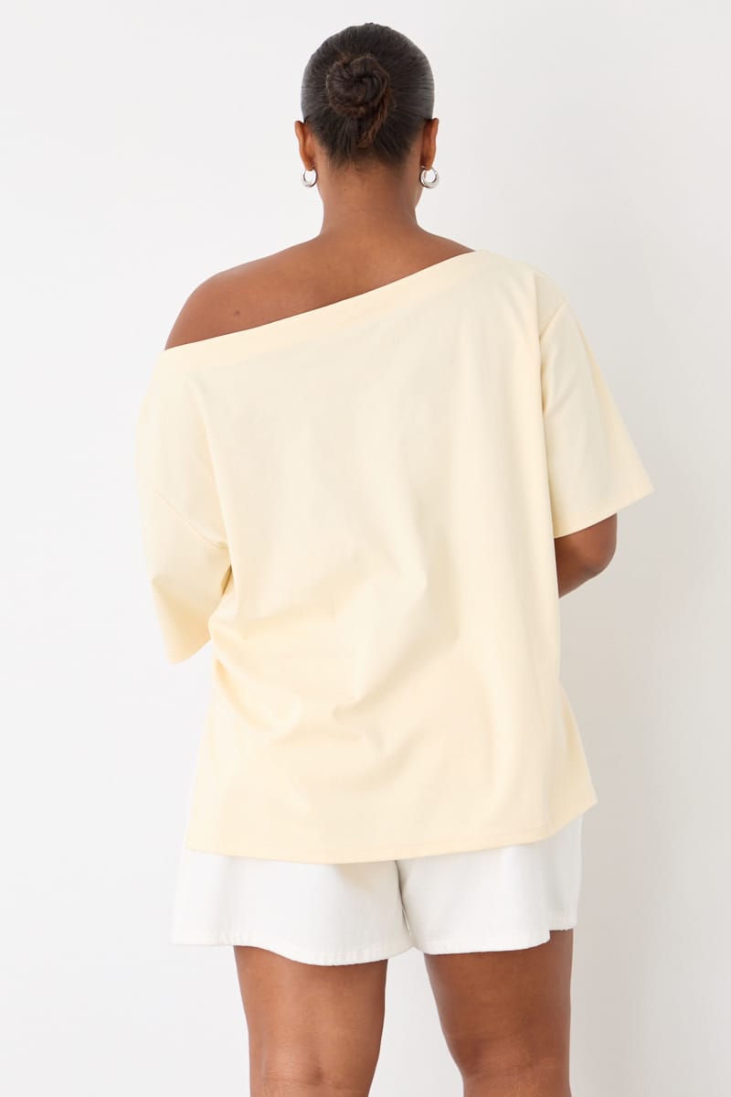 Yellow Off Shoulder T-shirt Short Sleeve for YouandAll Fashion