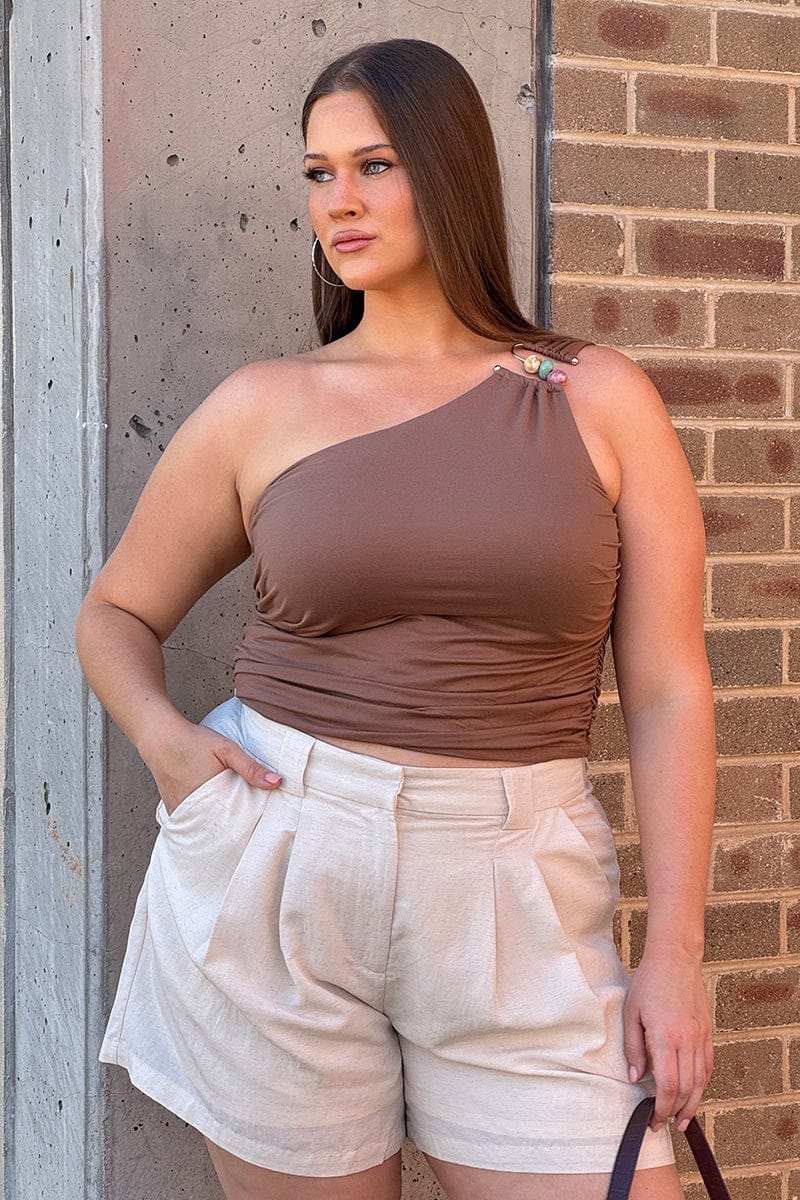 Brown One Shoulder Top for YouandAll Fashion