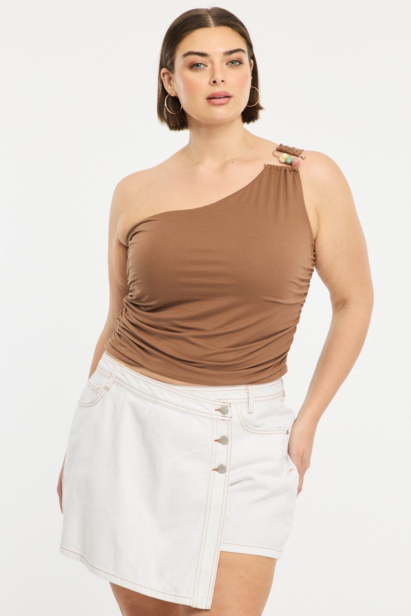 Brown One Shoulder Top for YouandAll Fashion