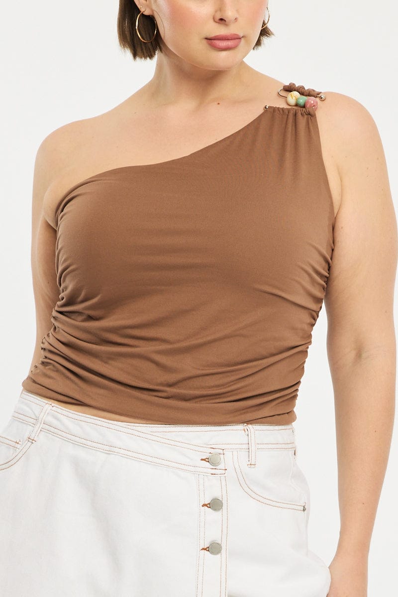 Brown One Shoulder Top for YouandAll Fashion