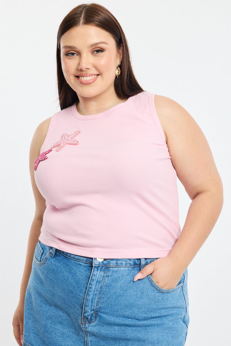 Pink Rib Top Sleeveless for YouandAll Fashion