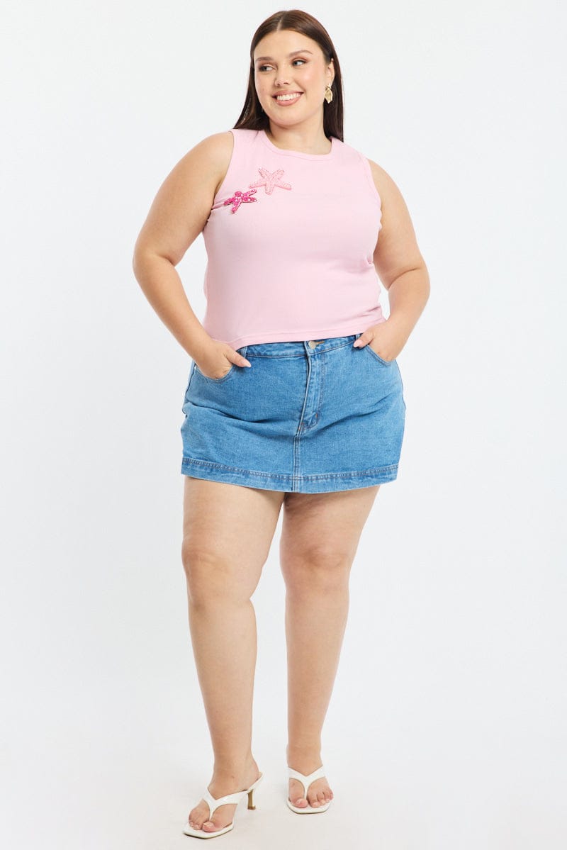 Pink Rib Top Sleeveless for YouandAll Fashion