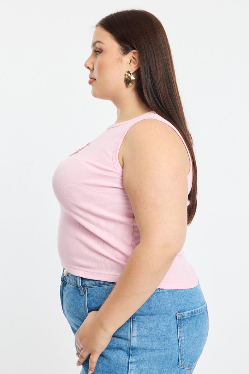 Pink Rib Top Sleeveless for YouandAll Fashion