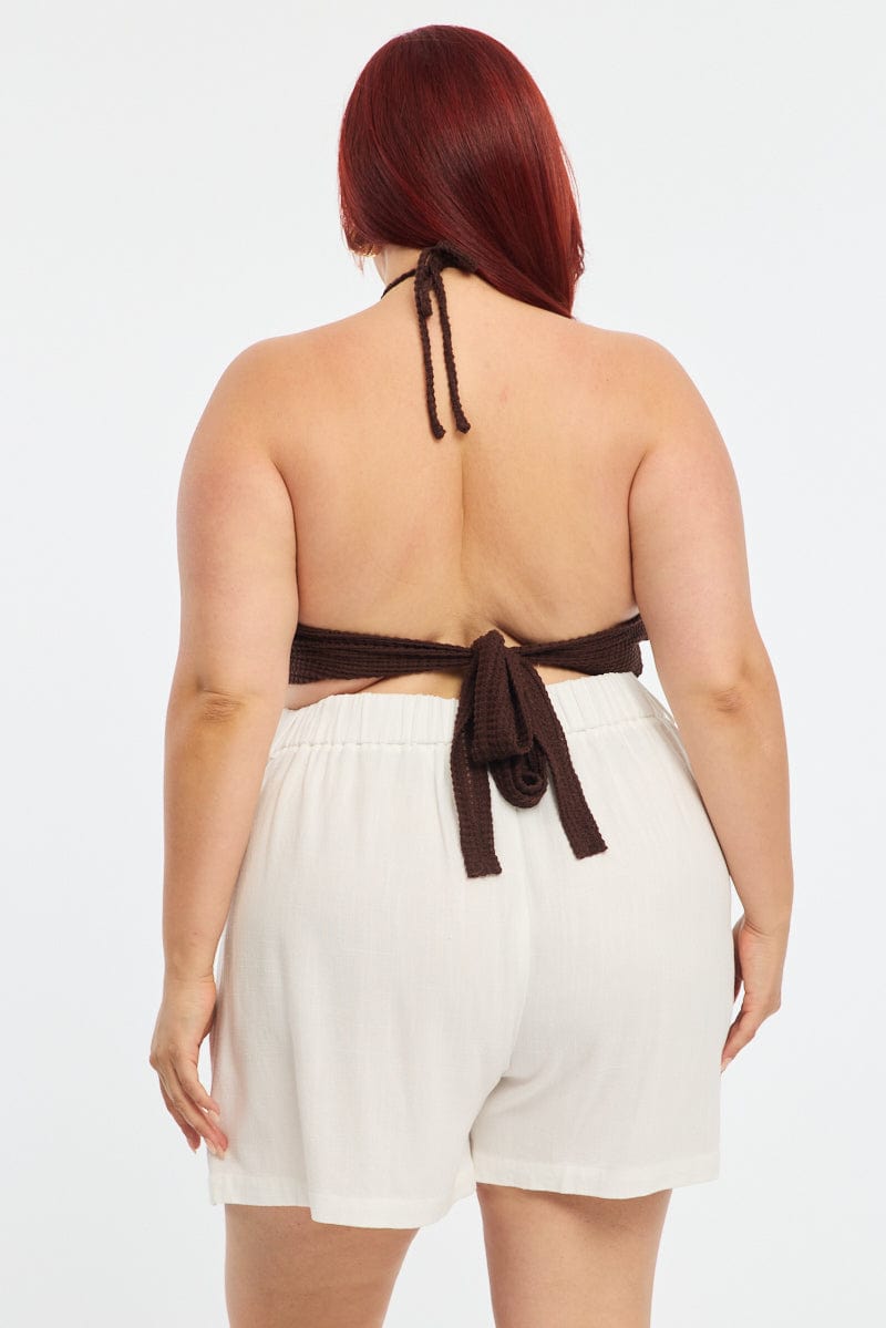 Brown Scarf Top Sleeveless Textured for YouandAll Fashion