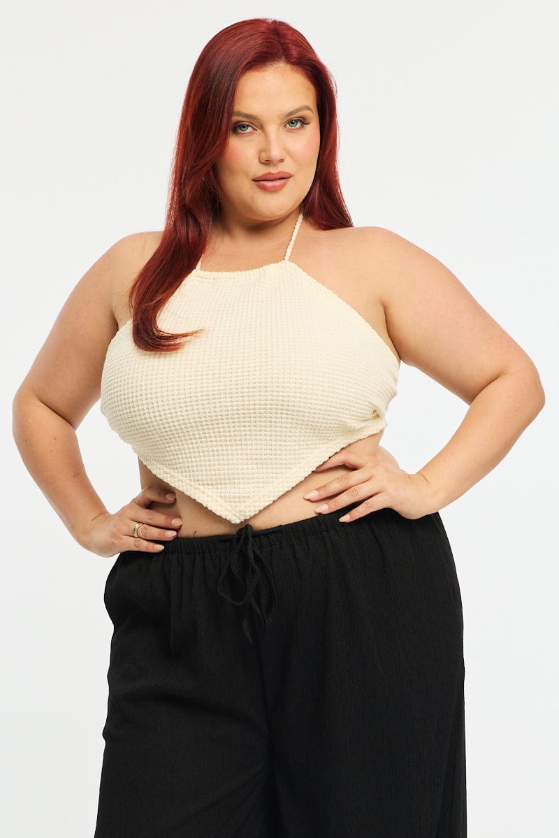 White Scarf Top Sleeveless Textured for YouandAll Fashion