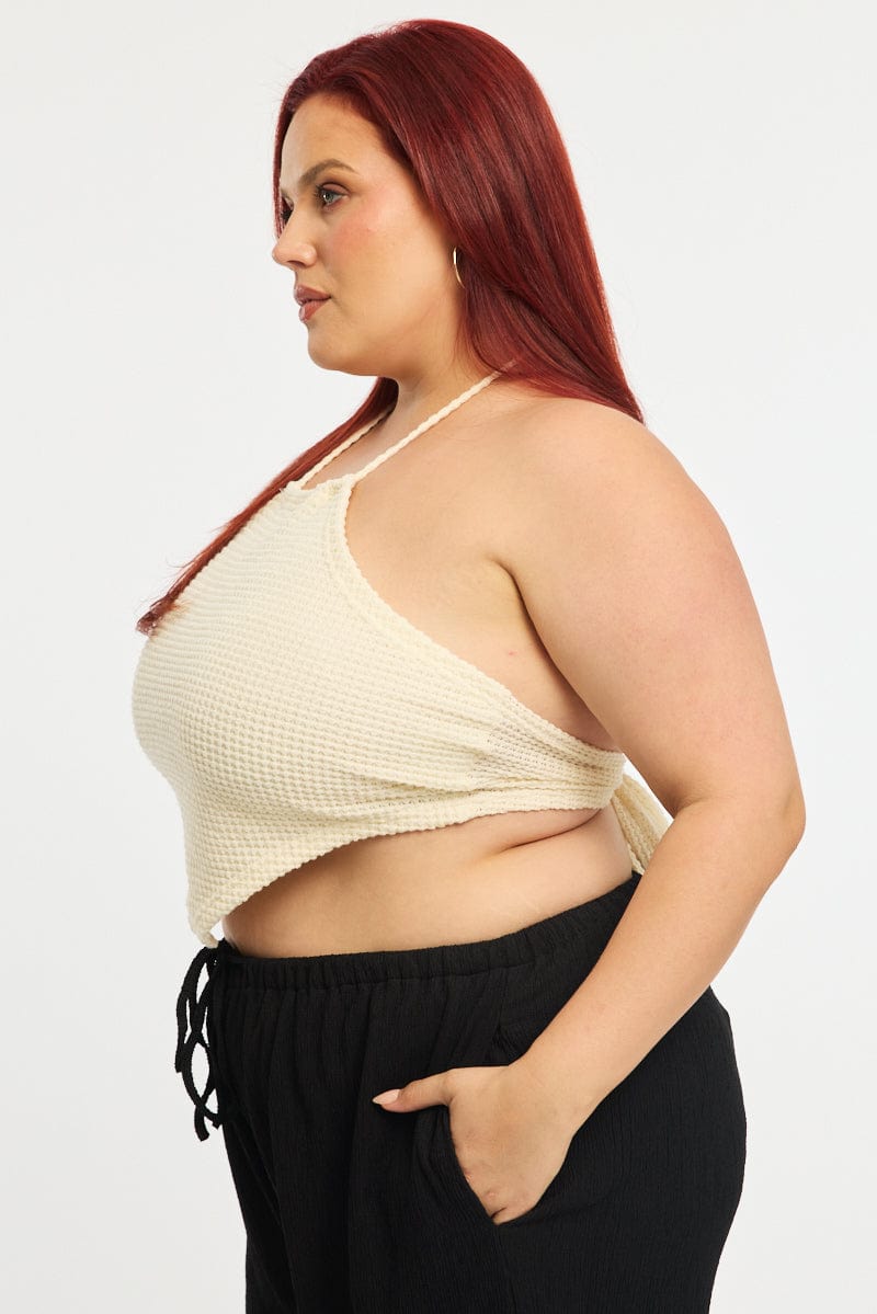 White Scarf Top Sleeveless Textured for YouandAll Fashion