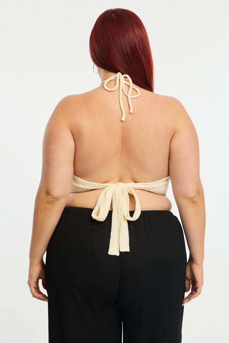 White Scarf Top Sleeveless Textured for YouandAll Fashion
