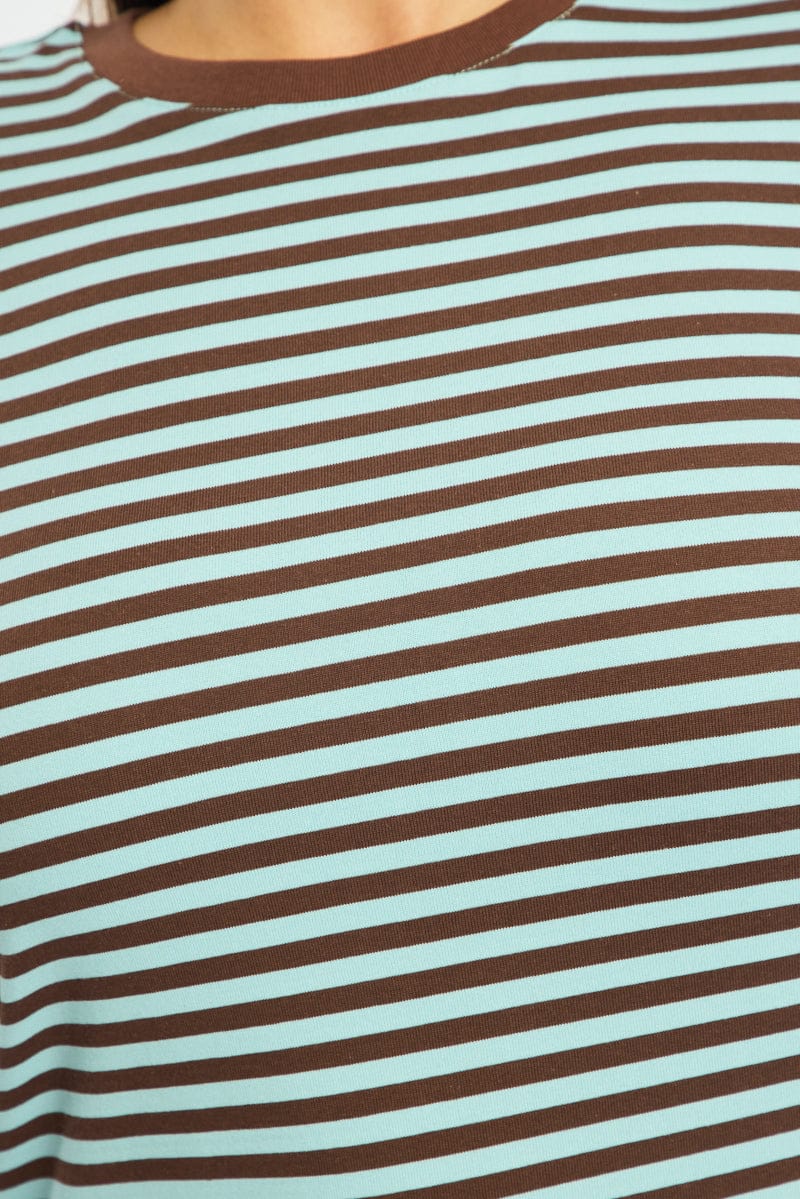 Brown Stripe Stripe Top Long Sleeve for YouandAll Fashion