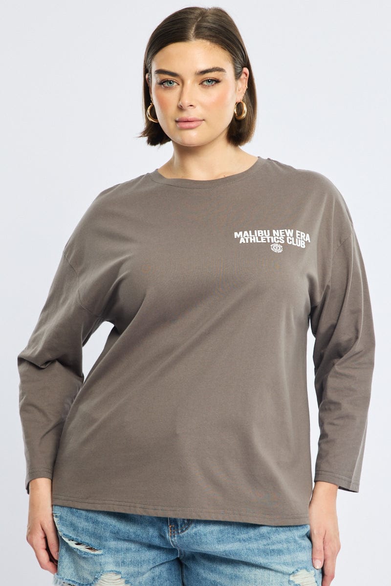 Grey Long Sleeve Top for YouandAll Fashion