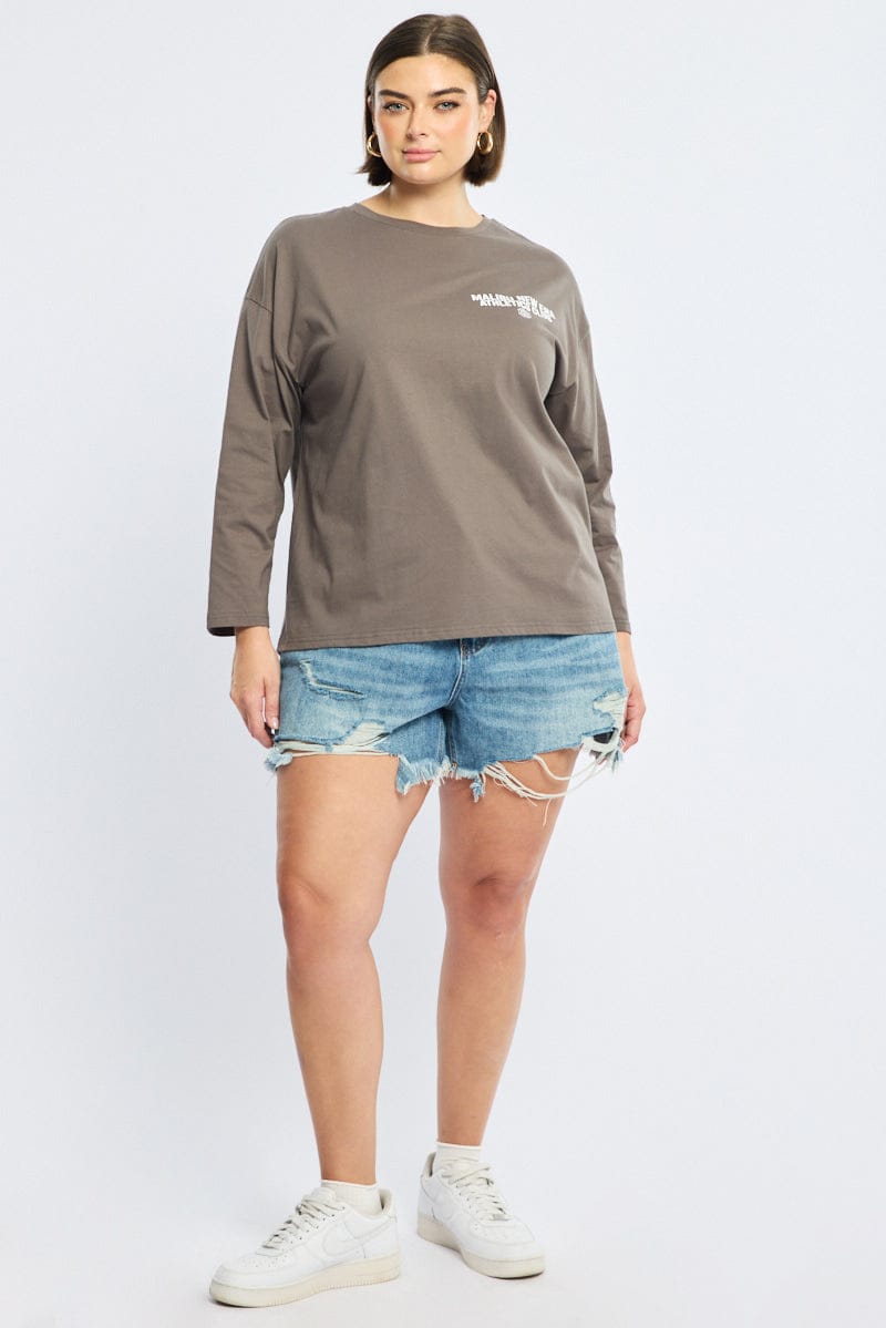 Grey Long Sleeve Top for YouandAll Fashion