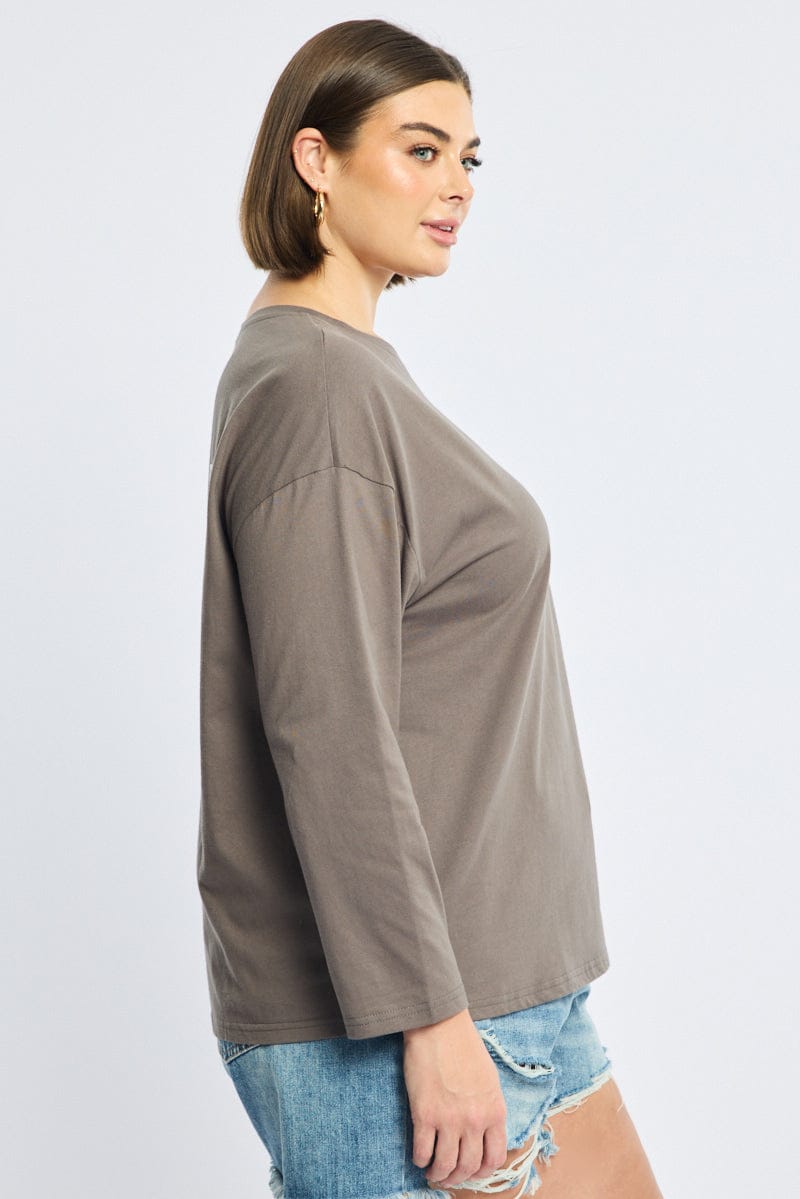 Grey Long Sleeve Top for YouandAll Fashion