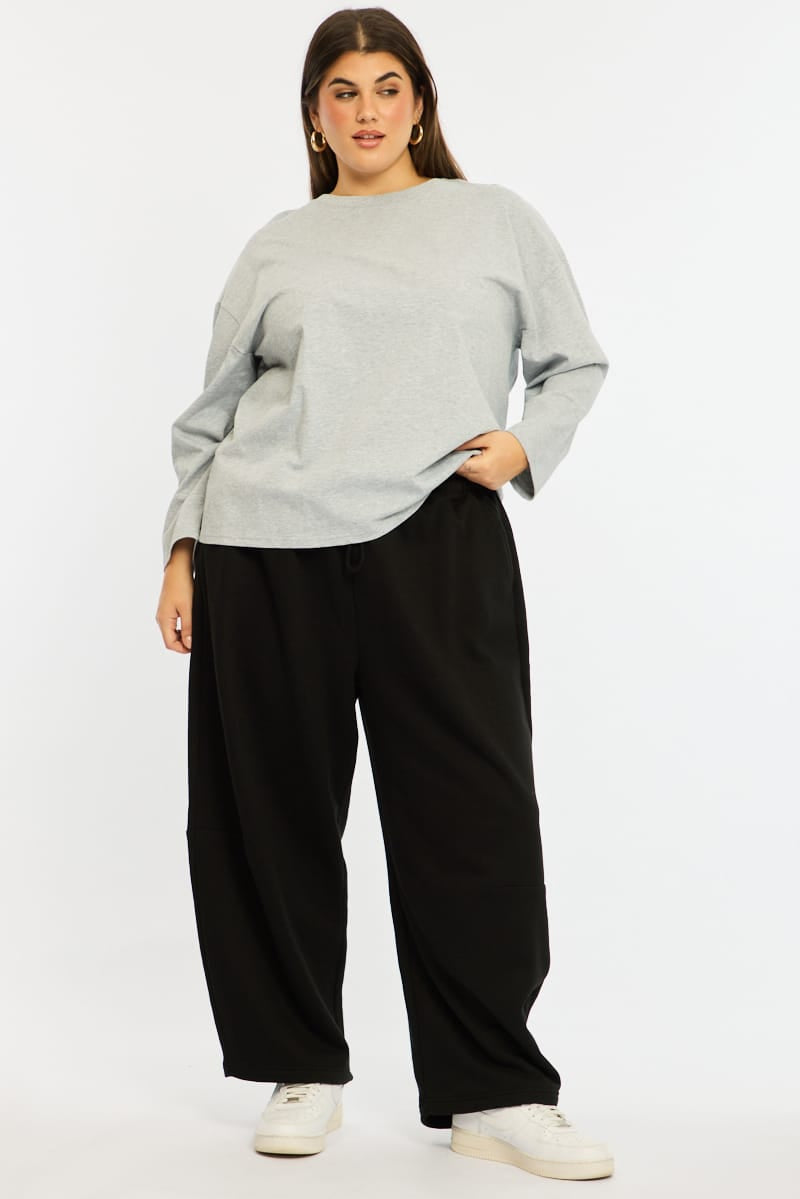 Grey Relaxed T-shirt Long Sleeve for YouandAll Fashion
