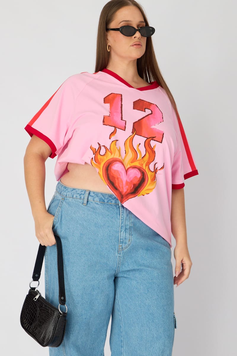 Pink Oversized Tee Short Sleeve for YouandAll Fashion