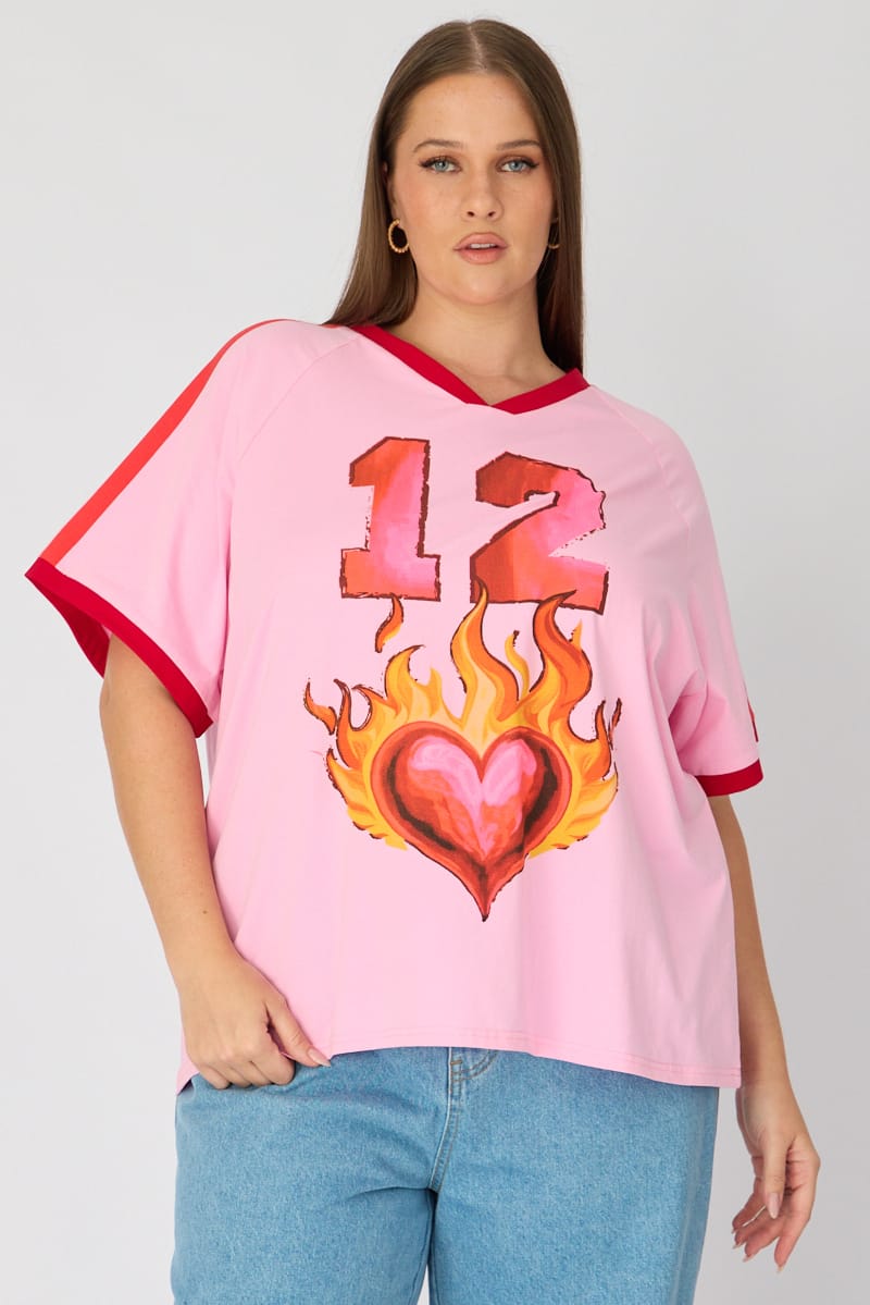 Pink Oversized Tee Short Sleeve for YouandAll Fashion