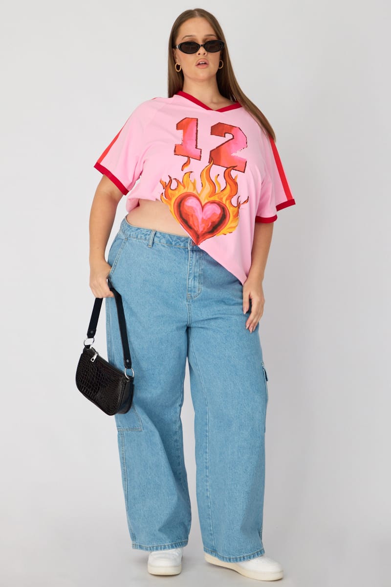 Pink Oversized Tee Short Sleeve for YouandAll Fashion