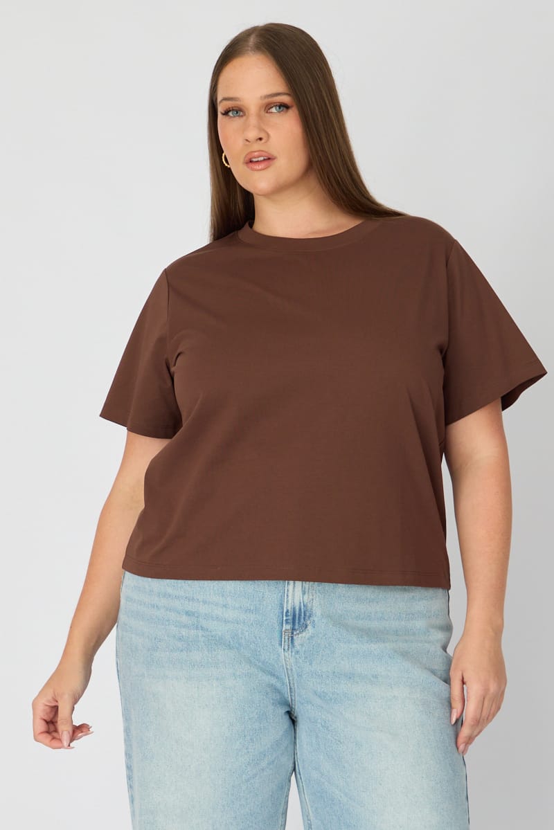 Brown T-shirt Short Sleeve Slim Fit for YouandAll Fashion
